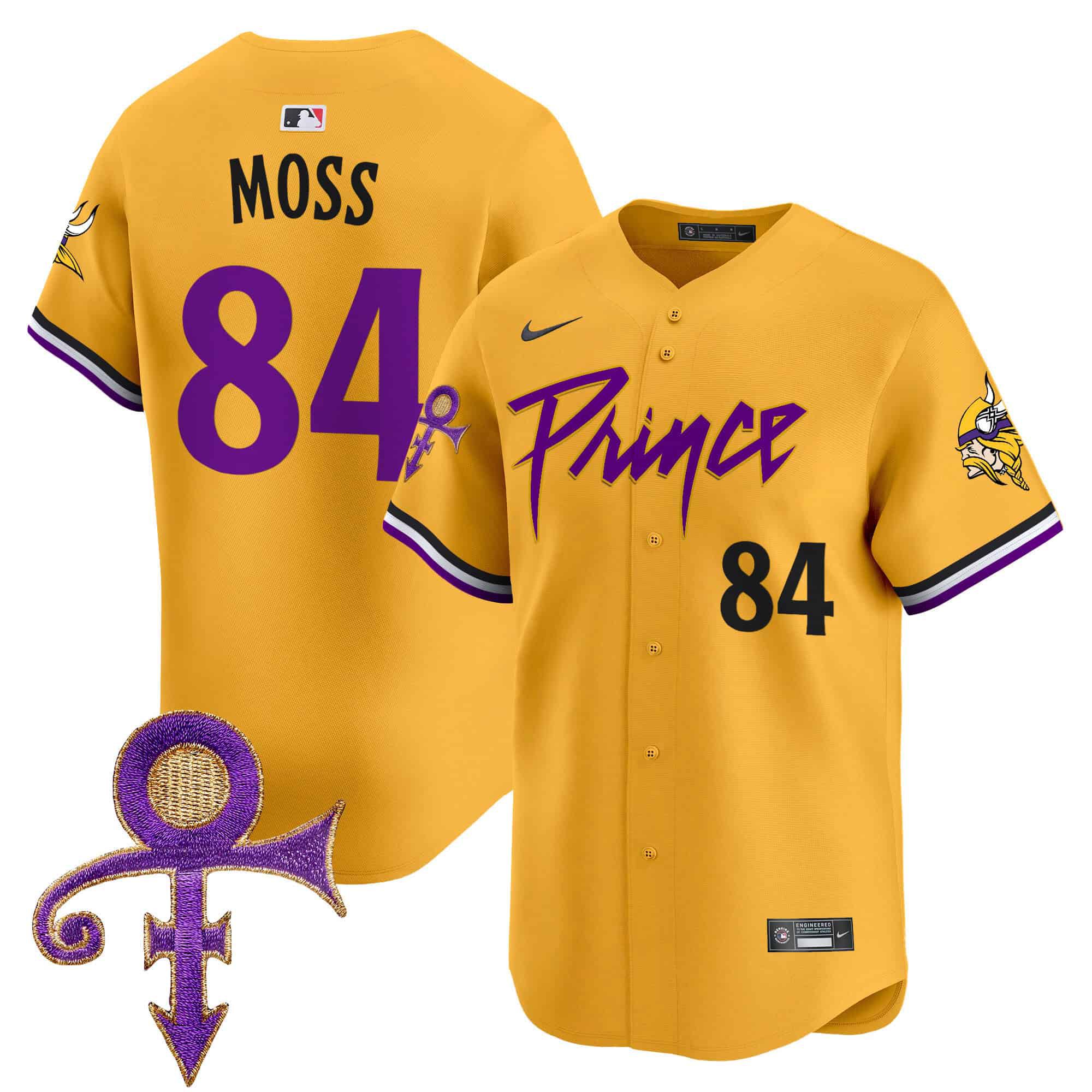 Men Minnesota Vikings #84 Moss Yellow 2024 Nike Prince Patch Vapor Premier Limited NFL Jersey